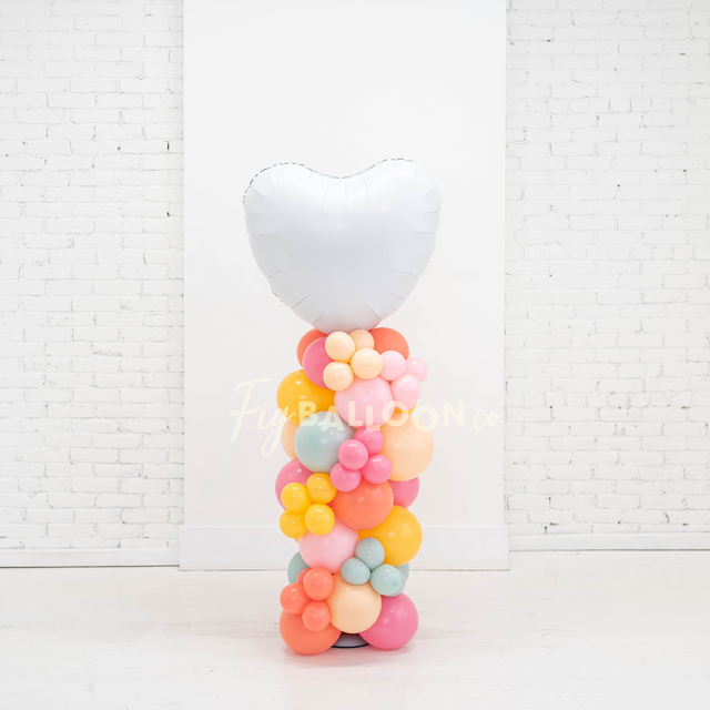Balloon Column with White Heart (you pick colors!)