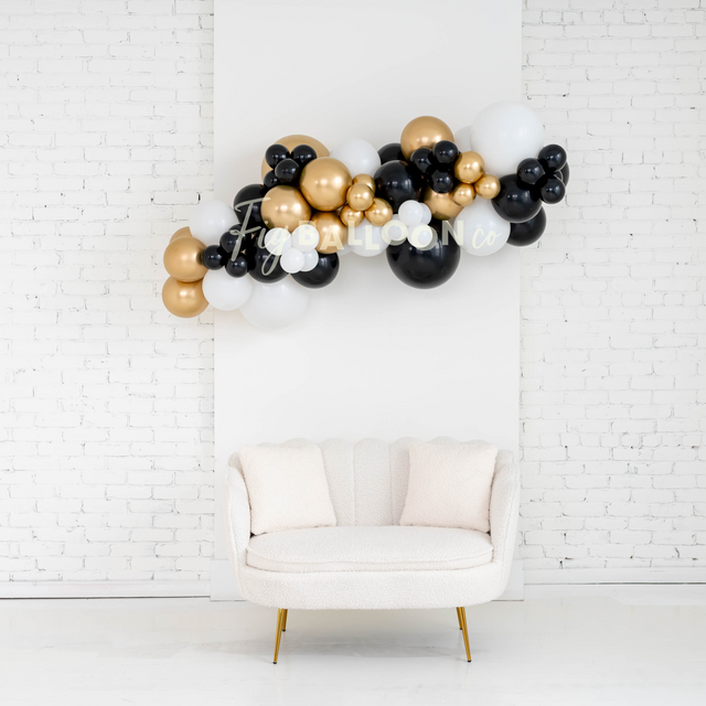 Black, Gold & White Balloon Garland